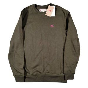 Levis Bailey Logo Sweatshirt Mens‎ Small Olive Night Green Crewneck $59 NEW